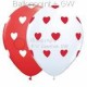 R085Q-0260-R Runde Rot und Weisse Liebes / Hochzeitsballon Ø28cm, Druck mit weissen/roten Herzen