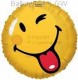FOBM045-661331E  Smiley Metallic Folienballon 45cm  (18"), Smiley Gesicht mit Zunge zeigen