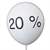 20 %  Ballons mit 33cm  Durchmesser, Aufdruckmit 20 %  in schwarz, 2 bzw 4seitig 1farbig bedruckt, BallonStutzen unten.