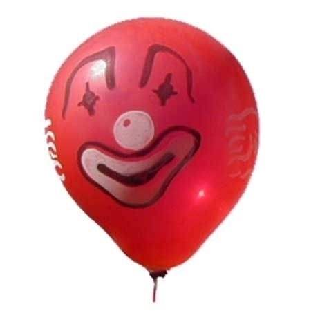 CLOWN Gesicht Ø 210cm  ROT mit  1seitig - 2farbig bedruckter extra starker Riesenballon MR650-12, Ballonstutzen unten.