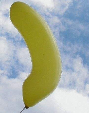 F25U Banane bzw. Wurstform ~40cm, HELLBLAU , Latexfigur Banane bzw. Wurstformkörper unbedruckt ohne Zubehör