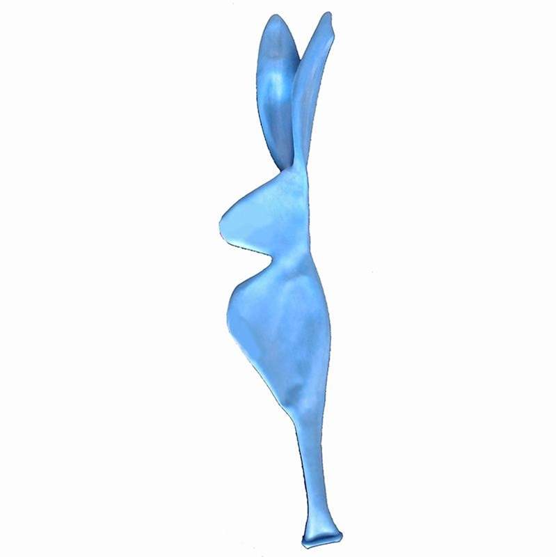 F01U Langohrhase 65cm, BLAU, Latexfigur Hase Typ S