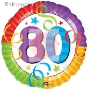 FOBM045-115115F  Folienballon Happy Birthday ohne Text nur Zahl 80