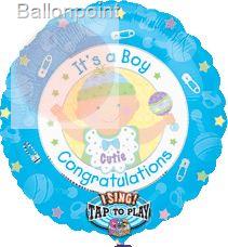 FOBM072-1290601PL 72cm(28") Singing Balloon, Geburt Boy Text: It's a Boy Cong.