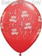 R085Q-0058-R nominal size 28cm roundballoon Colours red, Happy Birthday A-round
