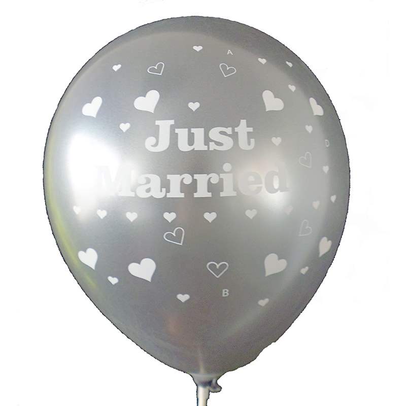 BMR100-51 wedding motiv balloon, balloncolor Pearl White , price per piece, 5 site printed