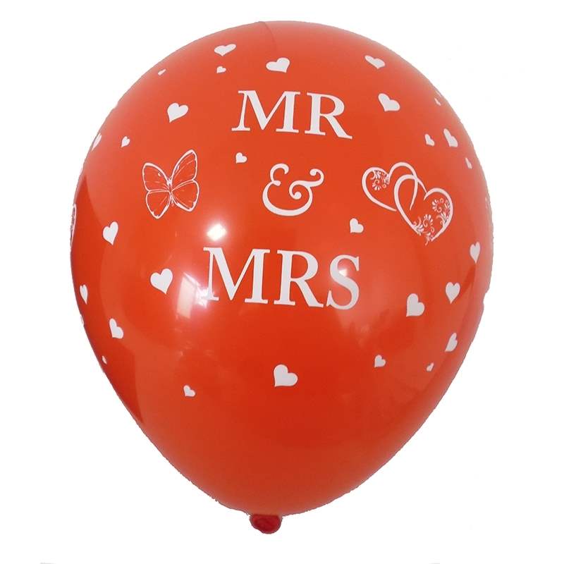 BMR100-51 wedding motiv balloon, balloncolor red, price per piece, 5 site printed