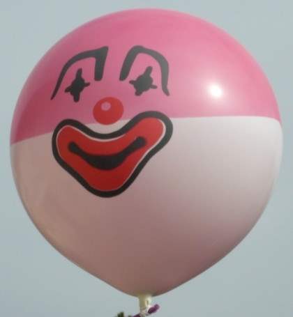 MR225-CL-12-109/101 Clowngesicht mit roter Kappe 1seitig bedruck auf Riesenballon Ø~80cm