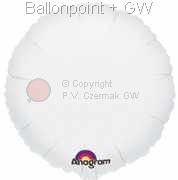 FOBR045-008E Uni-Folienballon Ballonfarbe in Weiss, Form Rund Ø 45cm (18