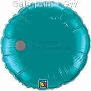 FOBR045-050BA Uni-Folienballon Ballonfarbe Teal, Form Rund Ø 45cm (18") unaufgeblasen