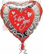 FOHM045-07564E Love Herz-Folienballon with - I love You - Ø45cm, price per ea