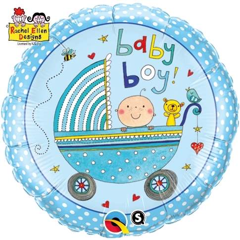 Folienballon Rund 45cm  (18") Geburt Baby Boy ohne