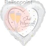 FOBH081-11383E Folienballon Riesenherz 81cm  (32" x 32") Text: Just Married Motiv: