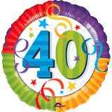FOBM045-111508F Folienballon Happy Birthday ohne Text nur Zahl 40