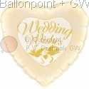 FOBM091-3090884BA Motivherzballon 91cm(36") mit Aufdruck Just Married und Tauben, SB-verpackt