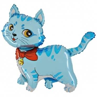 Katze blau Figuren-Folienballon, Form E  ArtKat  F311