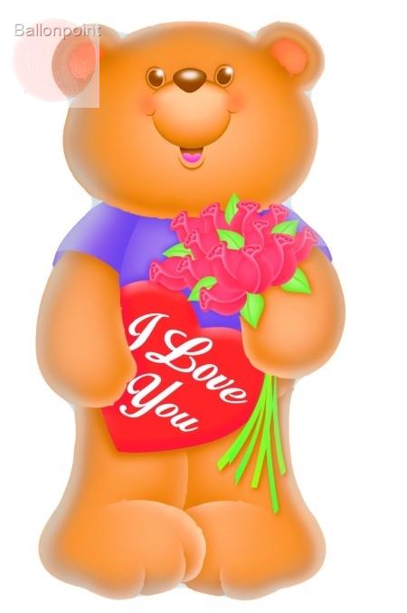 FOBF071-660976E Folienfigurballon Jumbo Shape Love Bear with roses, price per ea