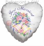 FOBH045-660877E Folienballon Herz 45cm  (18") Text: Just Married