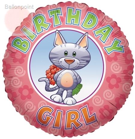 FOBM045-665537E Foil balloon round 45cm  (18"), Birthday Girl, price per ea