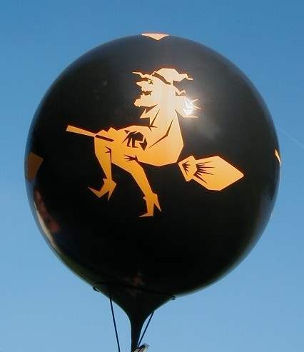 Halloweenballon Ø80cm in Schwarz mit Hexe