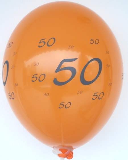 MR100-2999-41H-GE050  Geburtstagsballon Ø~35cm, 4seitig mit 50 bedruckt