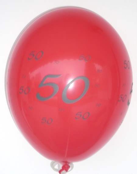 MR100-2101-41H-GE050  Geburtstagsballon Ø~35cm, 4seitig mit 50 bedruckt