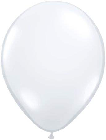 R085Q Ø 28cm / 11inch TRANSPARENT Qualatex Luftballon Kristallfarbe, Umfang ~90/104cm ; Form Tropfenform/Birnenförmig