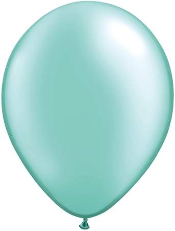 R085Q Ø 28cm / 11inch PERL  GRÜN Luftballon Kristallfarbe, Umfang ~90/104cm ; Form Tropfenform/Birnenförmig