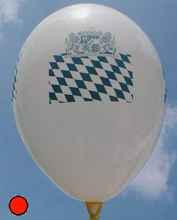 BMR100-2312-41H-V-BY-5 Ø33 Bayerische Flaggenballon in SB-EURO VPE 5St, Ballon Weiß,Druck  Rautenmuster + Bayern Wappen