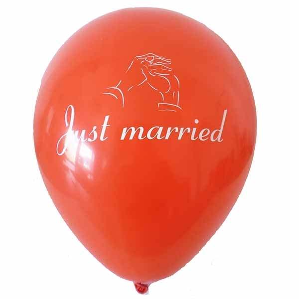 wedding balloon motiv just married Ø32cm individual printed two site, Balloons RED