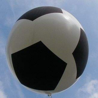 Ø FUSSBALL SP03 100cm -  WEISS, 5seitig - 1farbig bedruckt MR265-51 Riesenluftballon, Ballonstutzen unten