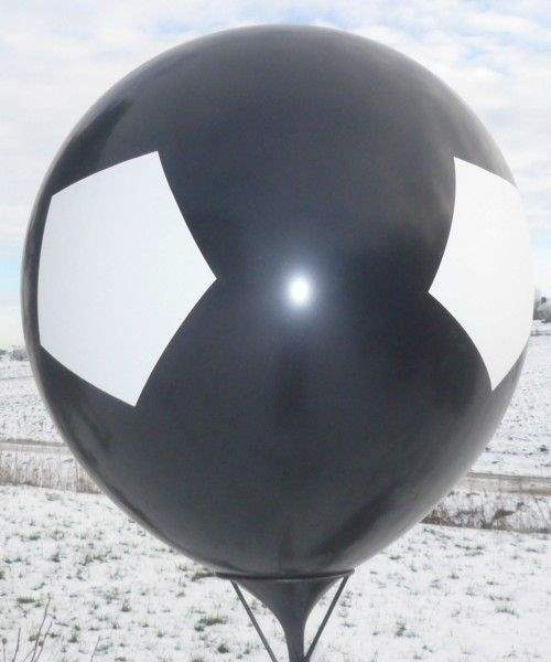 Ø FUSSBALL SP03 100cm - SCHWARZ, 5seitig - 1farbig bedruckt MR265-51 Riesenluftballon, Ballonstutzen unten