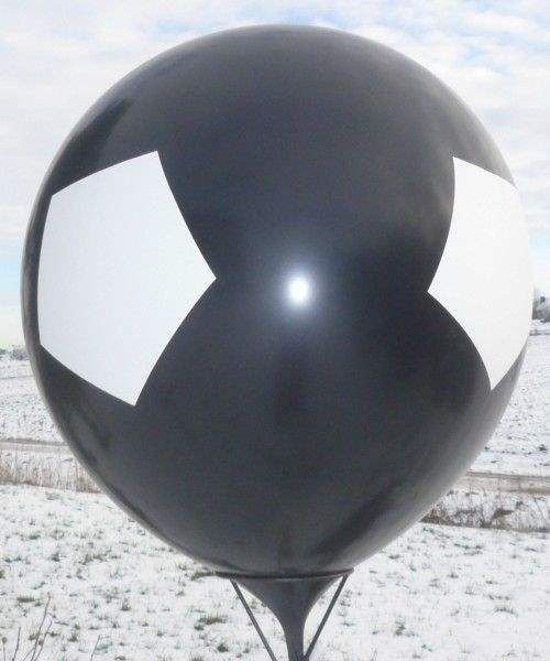 Ø FUSSBALL SP03 80cm -  SCHWARZ (Sonderfarbe), 5seitig gleich bedruckt MR225-51 Riesenluftballon,  Ballonstutzen unten