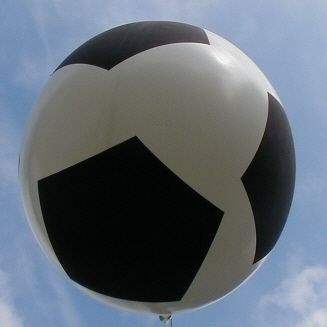 Ø FUSSBALL SP03 50cm WEISS, 5seitig 1farbig bedruckter MR150-51 Riesenballon, Ballonstutzen unten