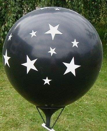 STERNE BALLON Ø 50cm VIOLETT, 5seitig 1farbig bedruckter MR150-51 Riesen Motivballon  mit Sterne rundum, Ballonstutzen unten