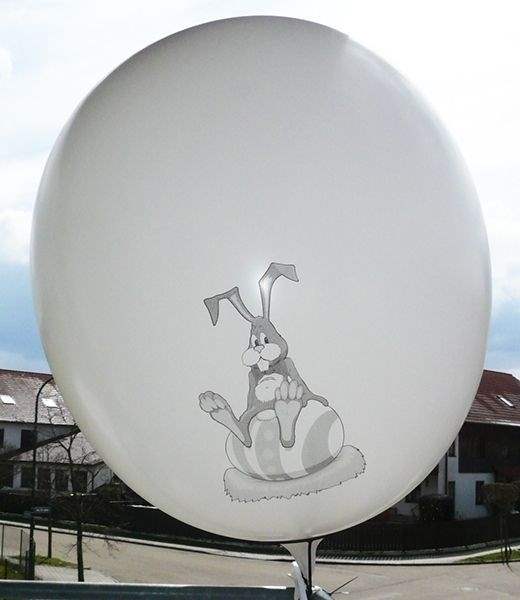 Ei mit Motiv01 Hase mit Osterei Ø 100cm WEISS Rieseneiballon XXL (Ovale-form)  Typ MRS320