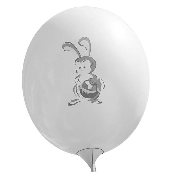 Ei mit Motiv02 Kücken mit Osterei Ø 100cm WEISS Rieseneiballon XXL (Ovale-form)  Typ MRS320