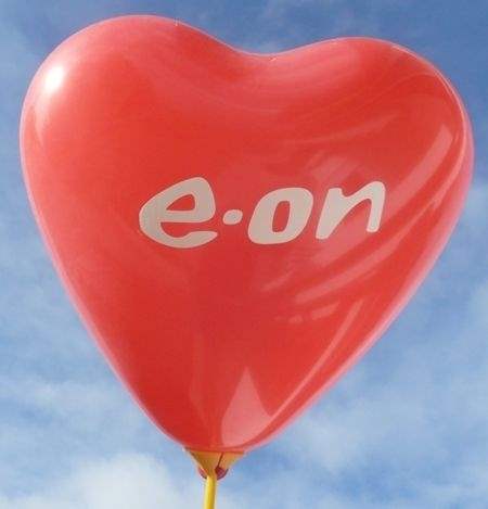 Herzballon  32cm breit - WEISS mit Ihrem Wunschaufdruck, 1seitig 2farbig bedruckt, Typ H032T-12, Stutzen unten