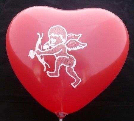 Herzballon  32cm breit - GRÜN mit Ihrem Wunschaufdruck, 1seitig 1farbig bedruckt, Typ H032T-11, Stutzen unten