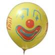 CLOWN Gesicht Ø 100cm  WEISS mit  1seitig - 2farbig bedruckter extra starker Riesenballon MR265-12, Ballonstutzen unten.