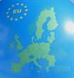 EU Politisch mit EU-Sternkreis Ø 33cm  Transparent, 2seitig 2farbig bedruckter Luftballon MR100B-22,  Ballonstutzen unten