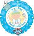 FOBM072-1290601PL 72cm(28") Singing Balloon, Geburt Boy Text: It's a Boy Cong.