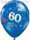 R085Q-0088-60 Zahlen-Latexballon Rund Ø28cm, Druck mit 60 rundum, Ballonfarbe bunter Mix