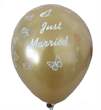 BMR100-51 Ø33cm GOLD Hochzeitmotiv 1 ,  Druck weiß mit Just Married , Schmetterling + Blume