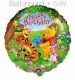 FOBM045-045876 Folienballon Rund 45cm  (18") Pooh Birthday Text: Happy Birthday
