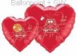 FOBM090-3090598BA Silber Motivherzballon 91cm(36") mit Aufdruck Just Married mit Auto