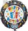 FOBM072-1421201PL 72cm(28") Rund Happy Birthday Kerzen Sing-A-Tune Ballon