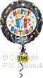 FOBM072-1421201PL 72cm(28") Rund Happy Birthday Kerzen Sing-A-Tune Ballon