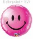 FOBM045-1087Q  Smiley Face magenta Folienballon Ballongröße Ø45cm (18")