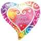 ABC18 Herz Wasserfarben "Happy Berthday" HB, M 18inch Folienballon Ø45cm